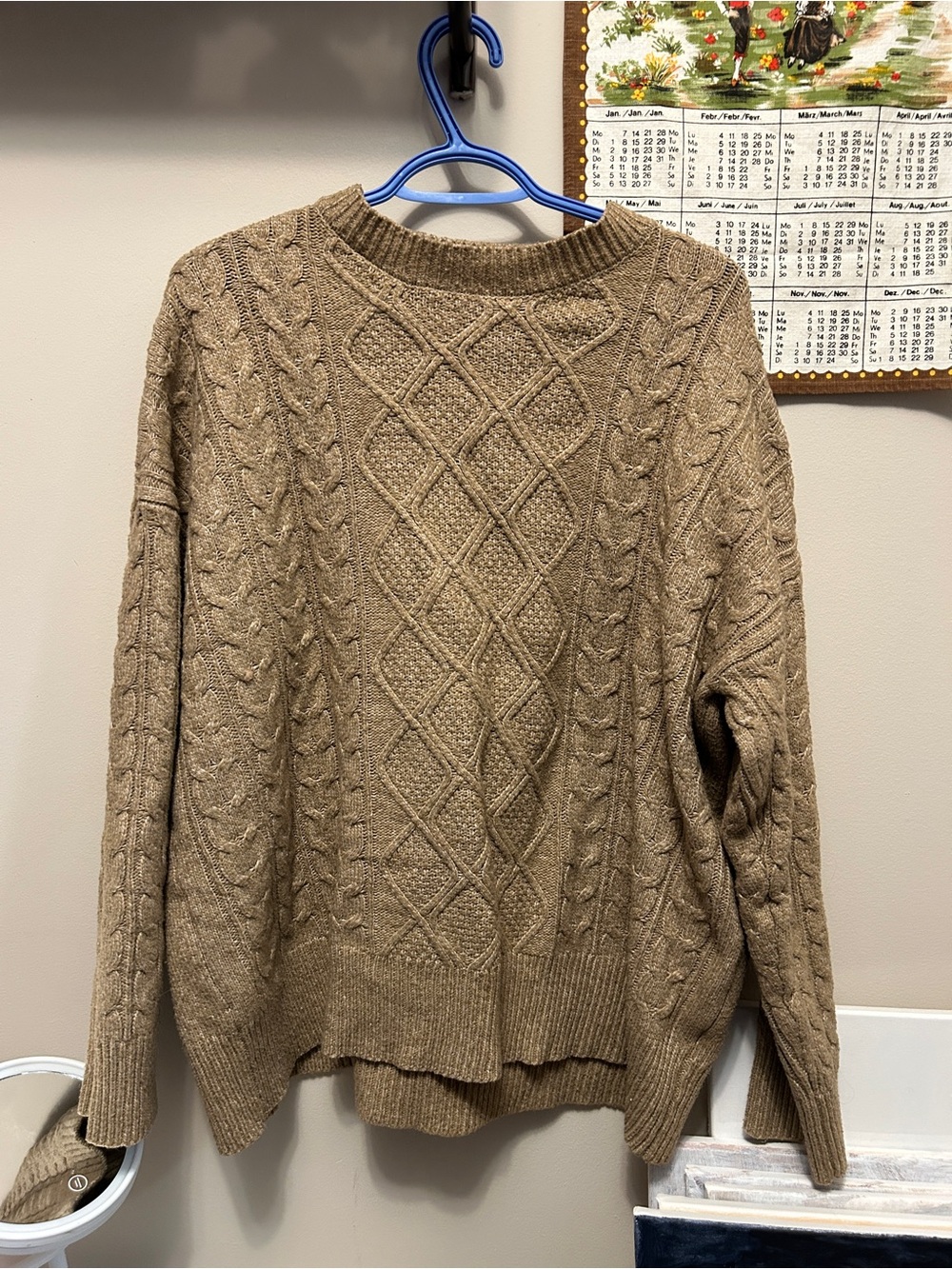 Tan cable knit sweater